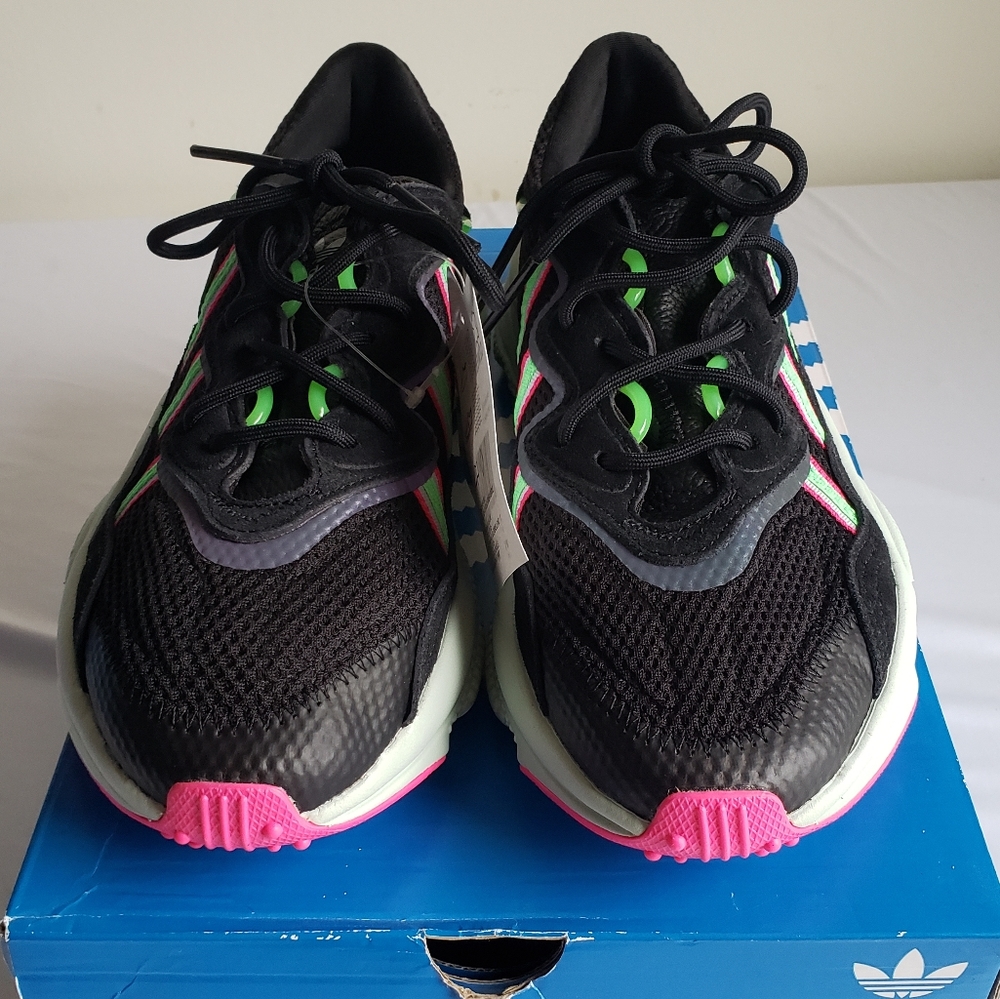 Adidas Women's Ozweego Sneakers, Running Shoes. Black/Lime/Pink. Size 8.5. - Picture 2 of 5